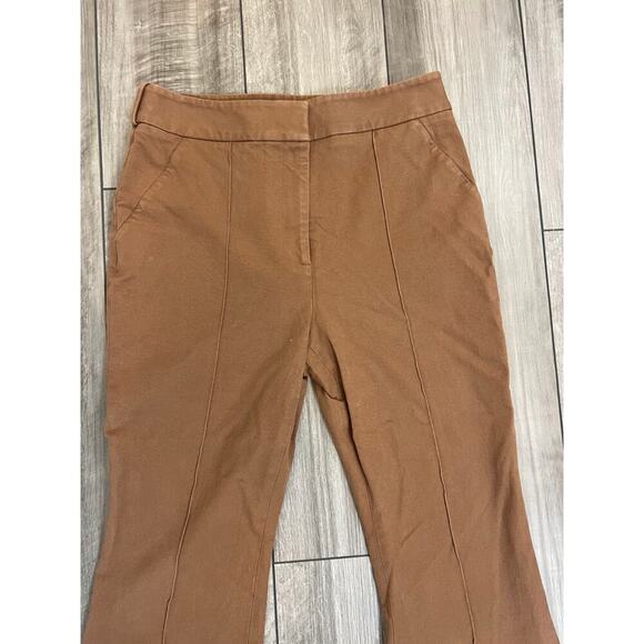 Veronica Beard Pants in Cognac Brown Size 10 Zip Fly Flare Leg Stretch Cotton - Picture 3 of 4